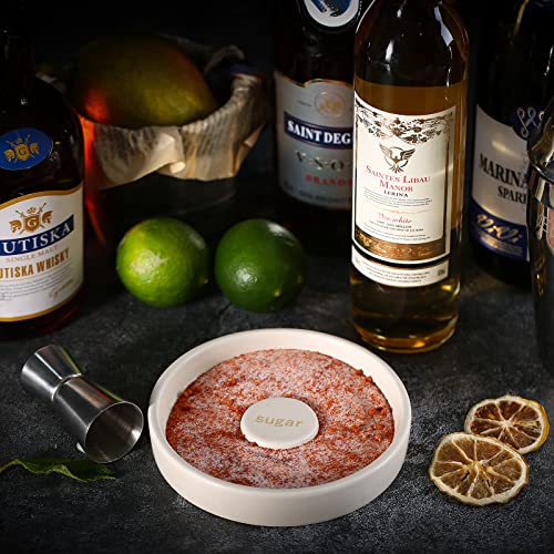 Cosnou 2-Piece Handmade Ceramic Margarita Salt Rimmer Set with Lid - Bar Drink Accessories