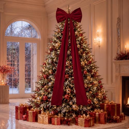 Knitgrip 2 Pack 20x71 in Large Velvet Christmas Bow Deep Red - Holiday Decor