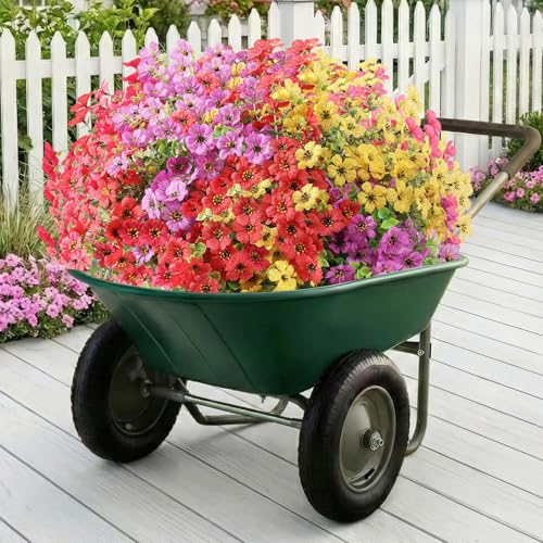 UV Resistant Outdoor Artificial Flowers - 13 Bundles Silk Faux Plants