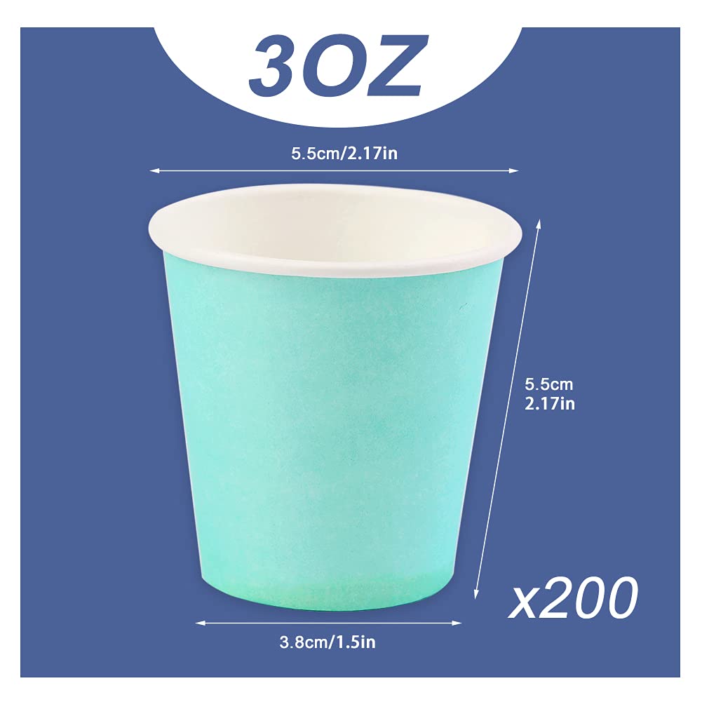 Giwrmu 200 Pack 3 oz Paper Cups, Disposable Bathroom Cups 3 oz, Snack Paper Cups for Mouthwash, Perfect for Bathroom, Mouthwash, Party Snacks