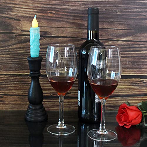 CVHOMEDECO Teal Flameless Taper Candles - Battery Operated, 3 Pack, 4-3/4 Inch