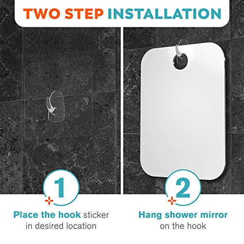 HONEYBULL Fogless Shower Mirror 6x8in No Drill Mount Anti-Fog Acrylic for Shaving