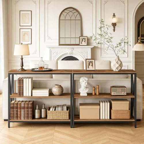 31.5-Inch Industrial 3-Tier Console Table, Narrow Rustic Entryway Sofa Table