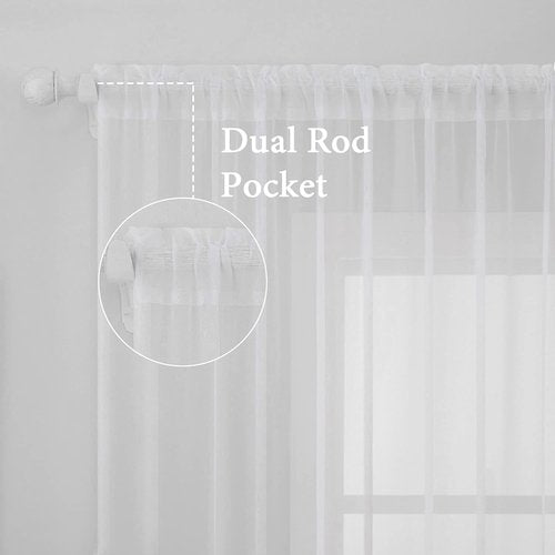 MIULEE White Sheer Window Curtains - Elegant Voile Drapes for Bedroom & Living Room | 54 x 84 Inches