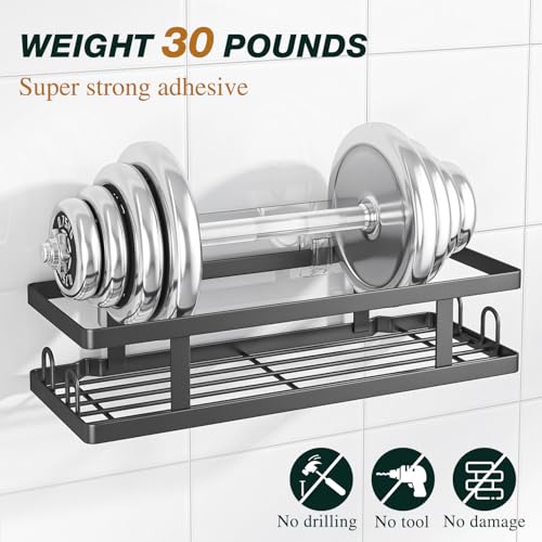Adhesive Shower Caddy 3-Pack Rustproof Shower Shelves with Hooks