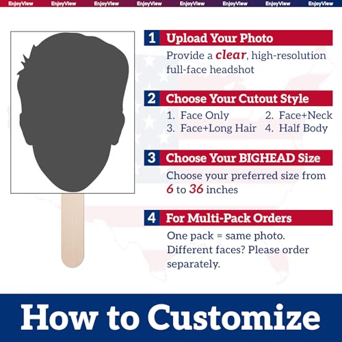 10 Pack Custom Big Head Cutouts on a Stick - Personalized Photo Signs