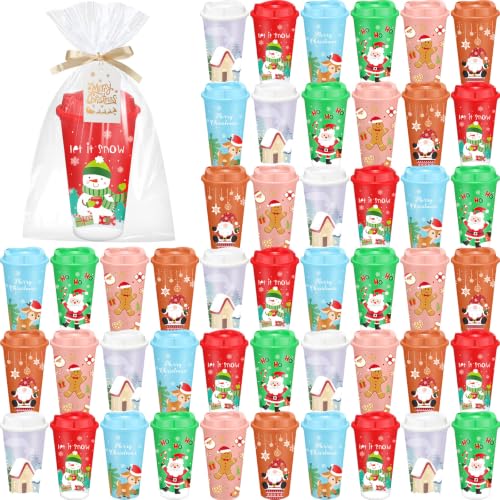 Ferrochef 48 × 16oz Christmas Tumbler Gift Set (Winter Christmas) – 48 Cups, Cards, Gold Ribbon