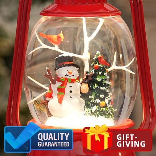 Lighted Musical Snowman Snow Globe Lantern with 6-Hour Timer