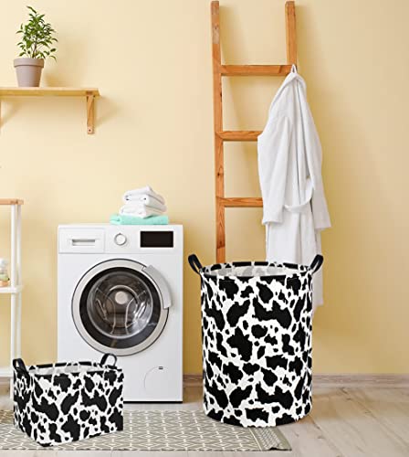 Collapsible Cow Print Laundry Basket with Handles - Nursery Storage Bin