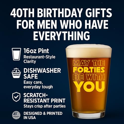May The Forties Be With You Beer Glass - Funny 40th Birthday Gift for Men