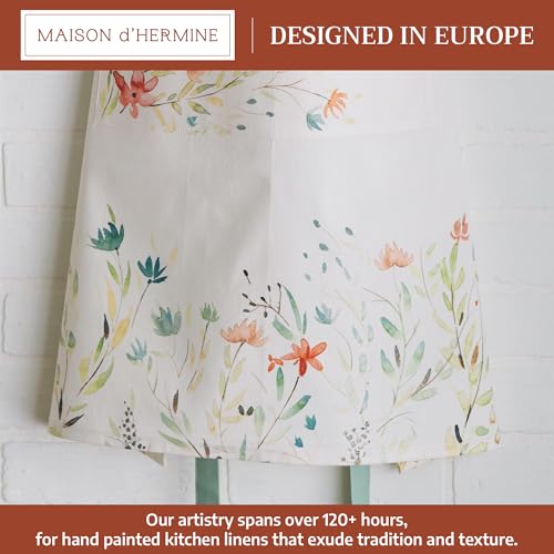 100% Cotton Kitchen Apron with Pocket - Adjustable Neck Strap & Long Ties