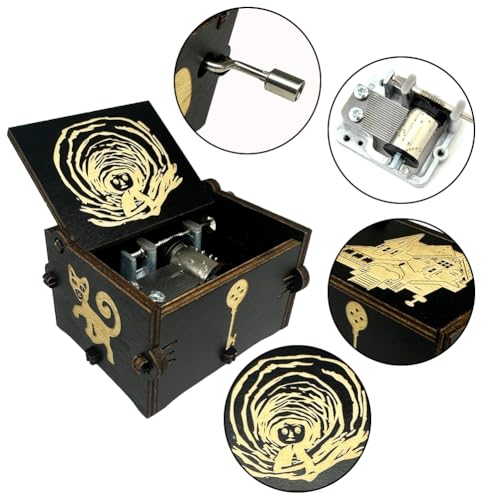 Engraved Wooden Hand Crank Music Box - Decorative Keepsake Gift
