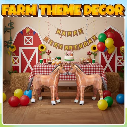 37-Inch Inflatable Horse Party Decoration - Brown Blow-Up Cowboy Prop