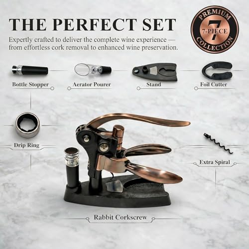 KANDOHAUS 7-Piece Wine Opener Set with Aerator & Stopper | Premium Corkscrew Kit for Wine Lovers