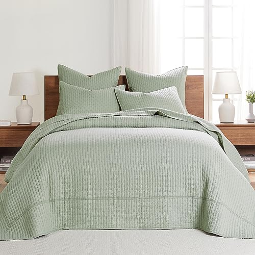 Levtex Home Cross Stitch 100% Cotton King Bedspread Set - Desert Sage