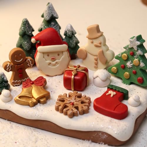 Vrthske 6-Cavity Christmas Silicone Molds Set of 2, Light Blue R0306 - Santa, Snowflake & Gingerbread