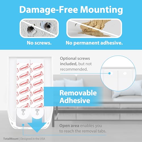 Wall Mount Remote Control Holder with Removable Adhesive - White