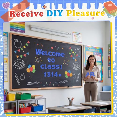 144 Pcs Blue Glitter Bulletin Board Letters, 4-Inch Alphabet Set for Classroom