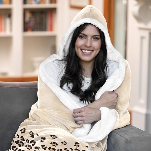 Plush Wearable Blanket for Women, 73x47 Inch Cozy Microfiber Throw