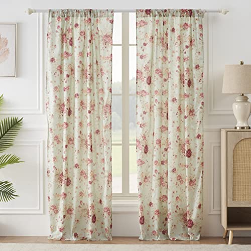 Greenland Home Antique Rose 100% Cotton Window Treatment, Panel Pair, Blue
