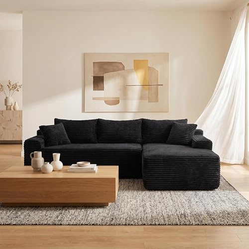 ERYE Black 95-Inch L-Shaped Modular Sectional Couch with Chaise Lounge – Right Facing