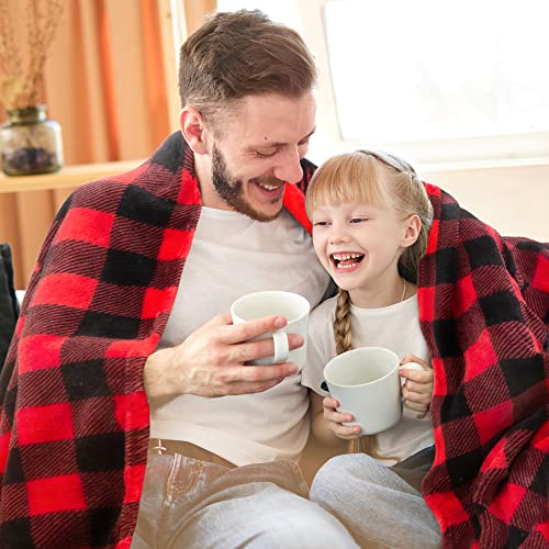BEDELITE Red & Black Buffalo Plaid Twin Blanket - Christmas Fleece Throw 60x80