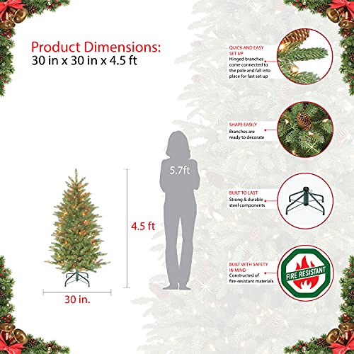 Puleo International 4.5' Slim Fraser Fir Pre-Lit Artificial Christmas Tree with 150 Lights