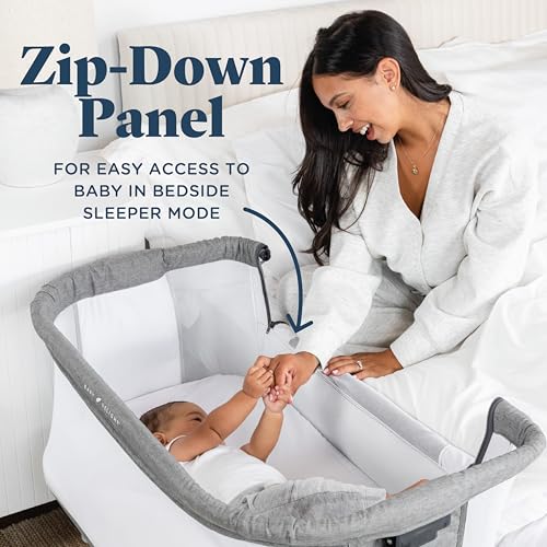 Bedside Sleeper Bassinet - Adjustable Height Breathable Mesh (Charcoal Tweed)
