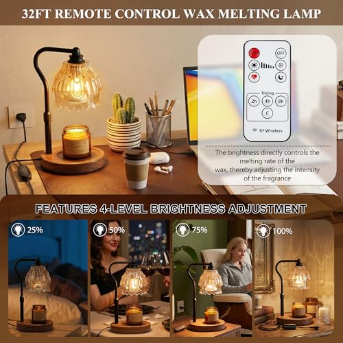 Candle Warmer Lamp with Timer & Remote Control - Dimmable Fragrance Diffuser