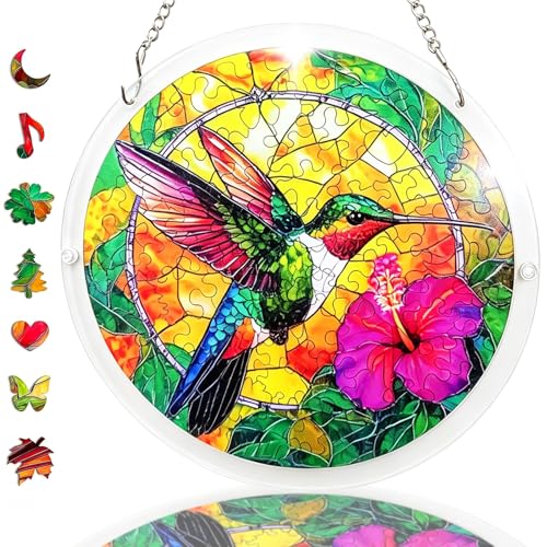 Hummingbird Acrylic Suncatcher Puzzle - 83-Piece DIY Window Hanging Kit