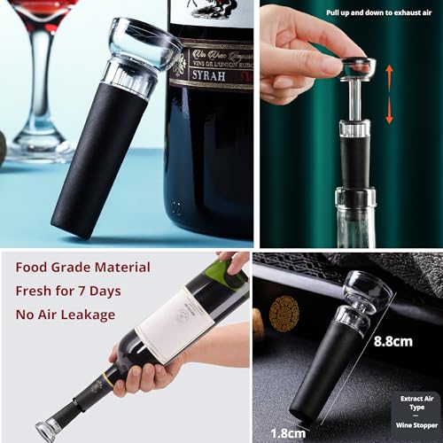 HuaHengHT Zinc Alloy Wing Corkscrew Wine Opener with Vacuum Stopper - Multi-Purpose Bottle Opener for Wine, Beer & Soft Drinks
