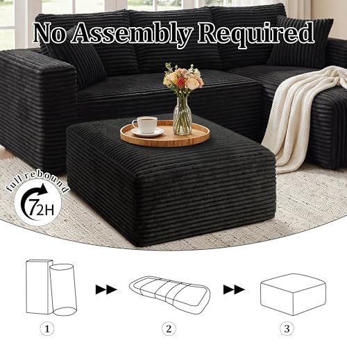 Modern Corduroy Memory Foam Ottoman, Oversized Modular Footrest