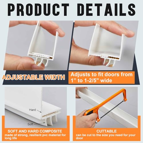 Adjustable 36-Inch Door Bottom Sweep & Draft Stopper (2 Pack, White)