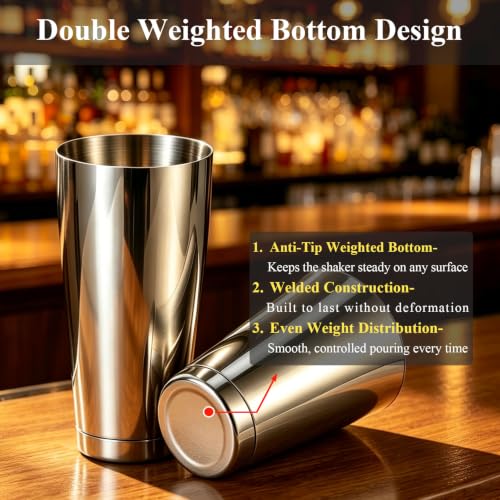 Pafusen Silver 2-Piece Cocktail Shaker Set - 18oz & 28oz Professional Bar Tools