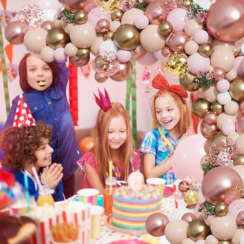 129-Piece Rose Gold and Pink Balloon Garland Arch Kit for Party Decor