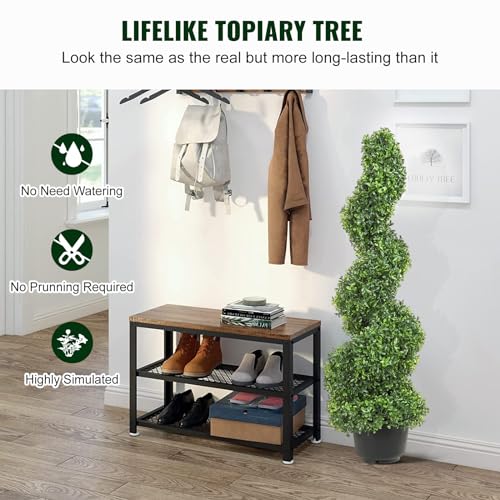 3ft Artificial Boxwood Spiral Topiary Trees - Set of 2 Faux Plants