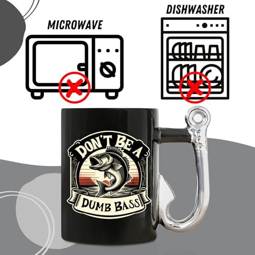Fishing Gifts for Men - Funny Bass Fishing Mug, 13.5oz Ceramic Dad & Grandpa Gift