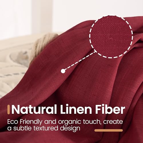 BGment Burgundy Linen Curtains 72in x 52in, 2 Panels Set – Light Filter, Living Room