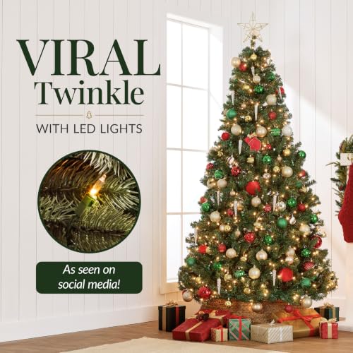 6ft Pre-Lit Artificial Spruce Christmas Tree with 250 LED Twinkling Lights