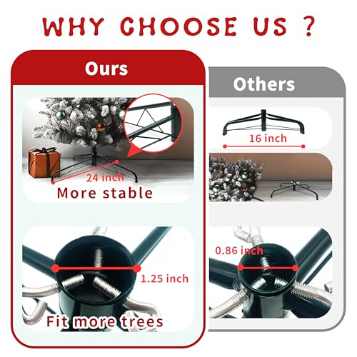 24-Inch Heavy Duty Folding Metal Christmas Tree Stand for 4-10ft Trees