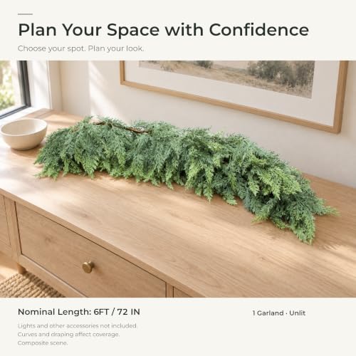 5ft Artificial Cedar Garland Christmas Decor, Real Touch Holiday Wreath