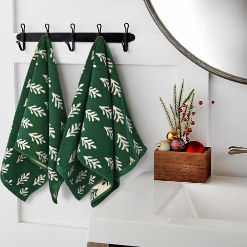 Jacquotha Christmas Hand Towels Set of 2 - Holiday Pine Tree Kitchen & Bathroom Decor