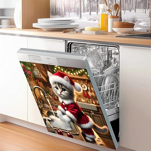 Cat 23x26in Magnetic Dishwasher Cover - Decorative Refrigerator/Washer Magnet Panel