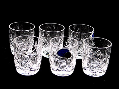 Set of 6 Russian Cut Crystal Shot Glasses - 1.7oz Long Stem Sherry Glasses