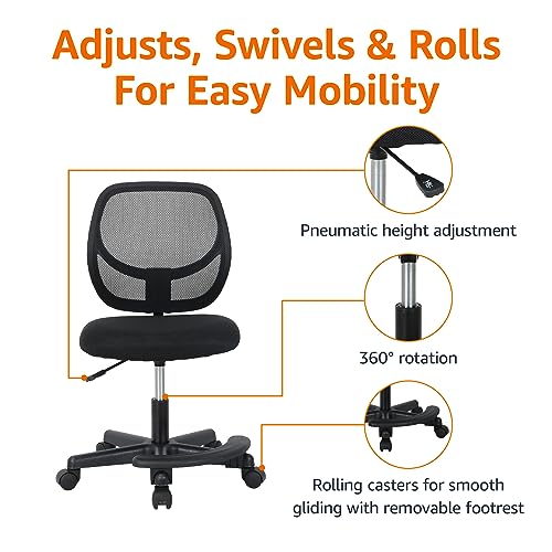 Adjustable Kids Desk Chair with Mesh Back, Swivel Seat and Footrest
