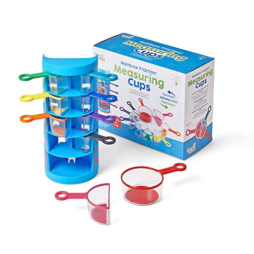 Rainbow Fraction Measuring Cups Set of 9 for Kids Math and Baking
