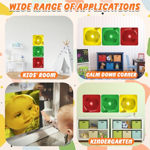3-Piece Sensory Wall Bubble Mirror Set, Shatter-Resistant Acrylic Toddler Toy