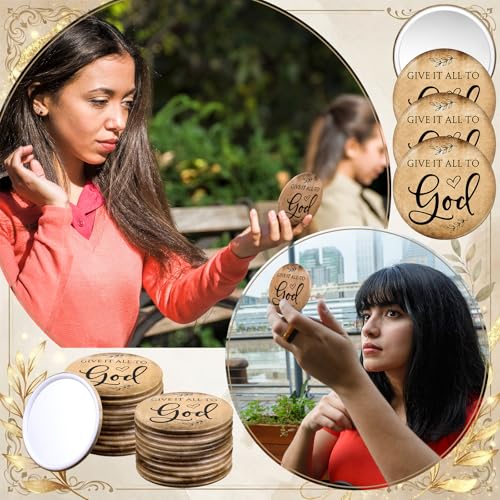 50 Sets Christian Gifts for Women Pocket Mirrors - includes 50 cards & 50 gift bags