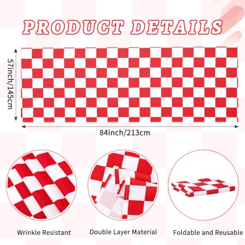 QueenDream Red & White Checkered Tablecloth 57x84 inch – Waterproof Gingham Rectangle
