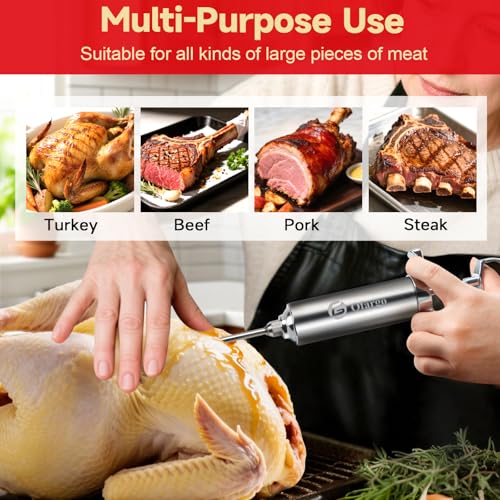 Meat Injector for Turkey, Brisket, Pork, Chicken - Heavy Duty Stainless Steel